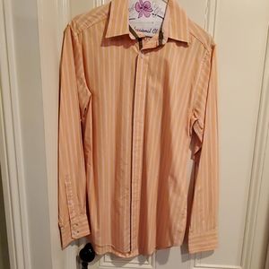 Mens Black Brown  Button  Down Shirt  Small